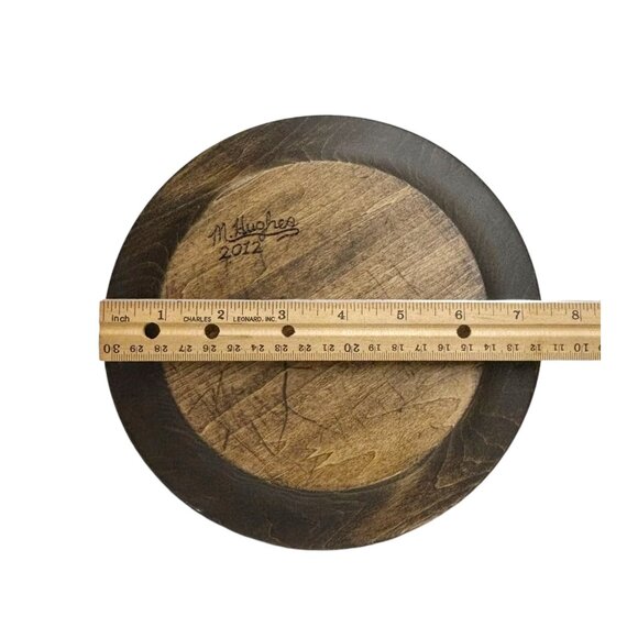 Handcrafted Wooden Decorative Candleholder/Plaque  Leaf Design 10.5" Diameter Si - Picture 2 of 4